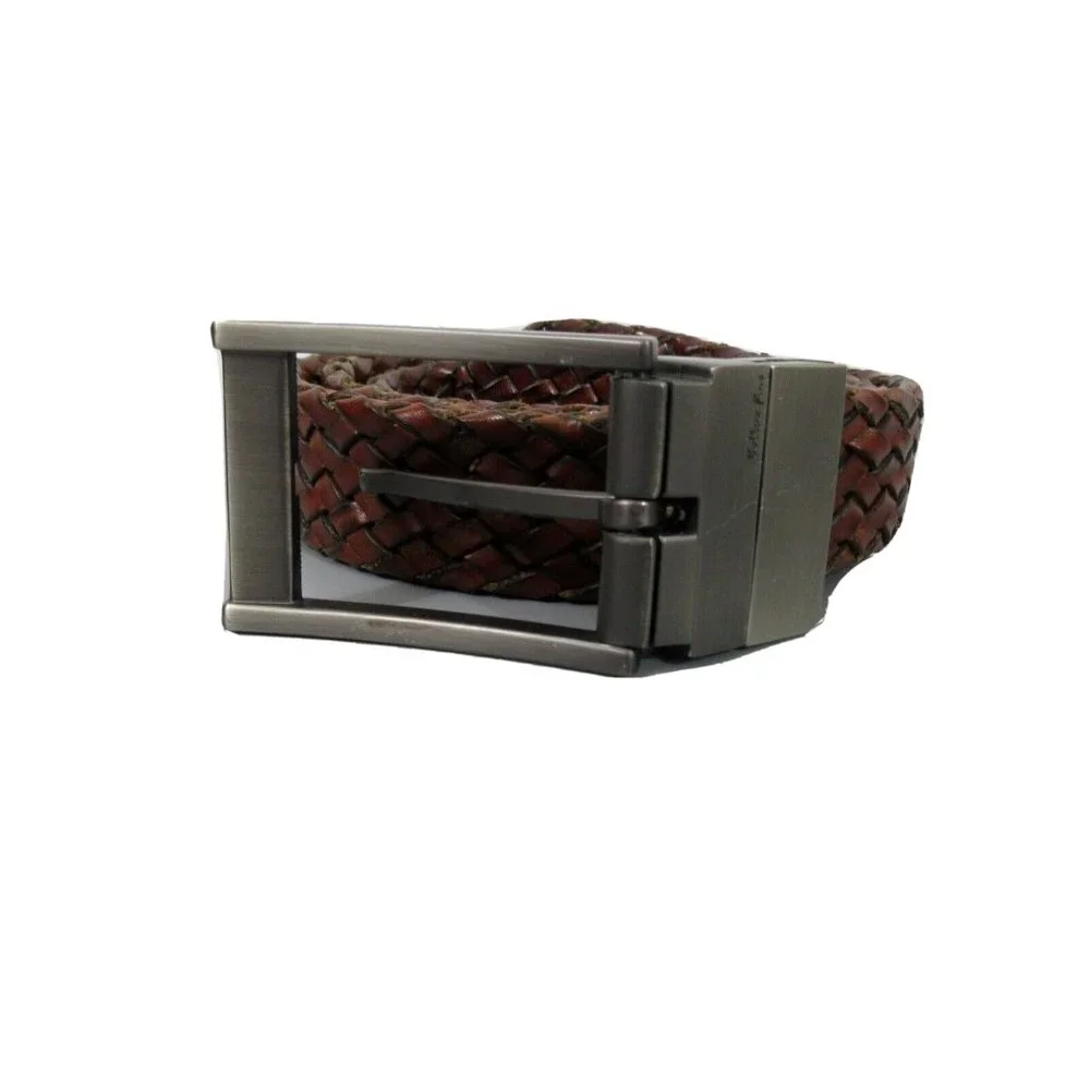 Beltox Fine Casual Leather Brown Braided Belt Sz 40 Metal Buckle 1 1/4” x 42.5